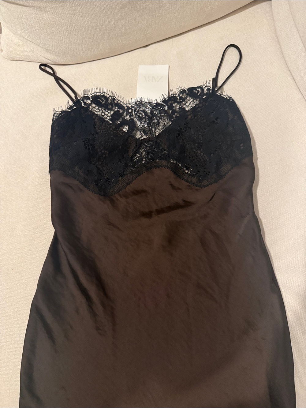 Zara Asymmetric Satin Dress with lace - Picture 9 of 10